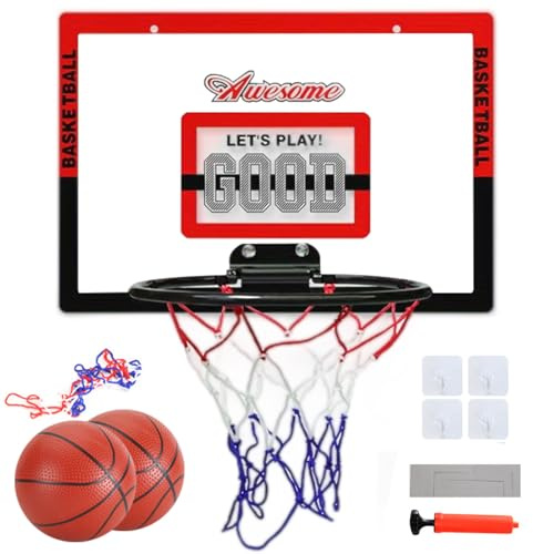 GmeDhc Basketballkorb Indoor, Kinder Mini Basketballkorb Set | Mit 2 Ball, 1 Pumpe, 4 Haken, Mini Basketballkorb fürs Zimmer, Schlafzimmer, Büro, Sport Spiel Satz Geschenke für Jungen