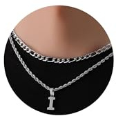 Rajputana Kette Mit Buchstaben,Buchstaben Kette,Halskette Herren,Kette Edelstahl,Kette Jungs,Kette Herren Silber,Ketten für Jungen,Initial Necklace,Chain Letter,Kette Buchstabe I