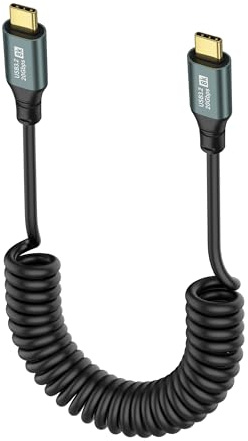 SinLoon Cavo a Spirale USB C 3.2 Tipo C 20 Gbps PD 100 W 8K 60 Hz - Ricarica Rapida e Trasferimento Dati per Telefoni, Tablet e Altri Dispositivi USB C - 1,8 M (Male to S)