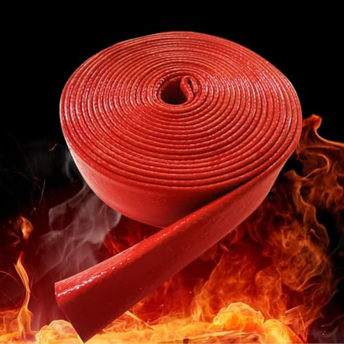 Fiberglass Silicone Sleeve, Heat Shield Sleeve, Fire Resistant High Temperature Casing Cable Sleeve Fiberglass For Hose Cable Pipeline(20MM)