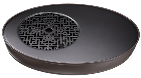 sourcing map Bandeja de té de bambú chino Gong Fu de 13.8 pulgadas, ovalada, clásica, mesa de té de bambú, muebles de té vintage con caja de almacenamiento de agua para beber té, marrón