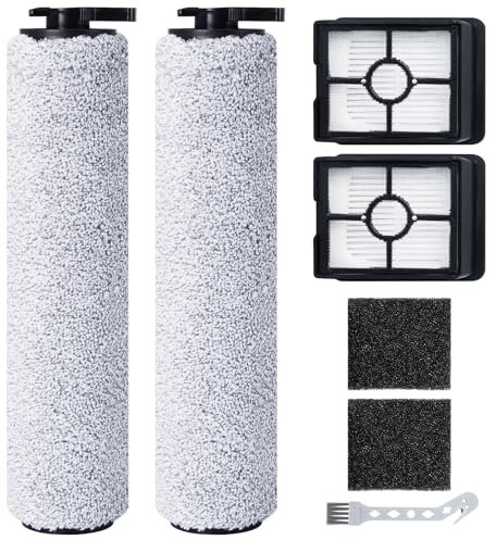 Rouleau de brosse de rechange et filtre HEPA pour BISSELL CrossWave HF3 Aspirateur Balai Laveur Sans Fil (3598N), 2 rouleaux de brosse + 2 filtres HEPA + 2 éponges filtrantes + 1 brosse de nettoyage
