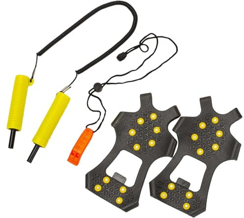 HRODA Einziehbare Sicherheitspickel Notfallausrüstung rutschfeste Spikes Mit Pfeifen Edelstahl Eispickel Sets Zum Eisfischen