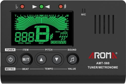 Ulumac Aroma 3 in 1 Metronom Stimmgerät für alle Instrumente - Gitarre, Bass, Violine, Ukulele, Trompete, Klarinette, Flöte, Chromatisch - Genaues digitales Stimmgerät, Metronom, Tongenerator