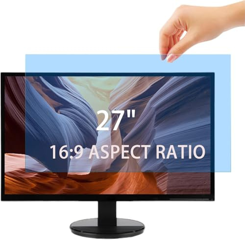 PaceBid Removable 27 Computer Premium Blue Light Blocking Screen Protector, Anti Glare Filter Film, Anti-UV Eye Protection Screen Protector for Desktop Monitor 27 Inch (16:9)