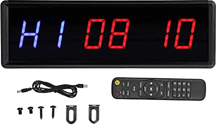 Walfront Orologio per la Palestra 'Orologio LED Timer Intervallo Conteggio Down/Up Orologio a LED Parete con Telecomando per la Palestra di Casa Fitness