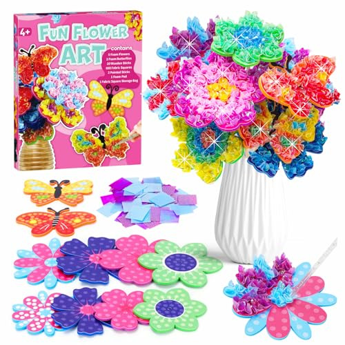 Poke in Art Flower Craft Kits for Kids, Gifts for 6 7 8 9 10 Year Old Girls DIY Art Supplies Creative Activity Educational Toys for Girls & Boys Age 5-12 Birthday Gifts, Party Favours & Home Décor
