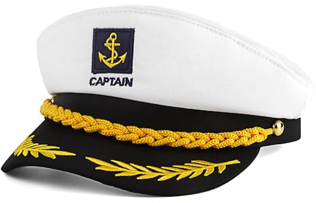 HO-SFSM Chapeau de Capitaine | Casquette de Marin Réglable et Confortable | Idéal pour Halloween, Cosplay, Fêtes Costumées et Déguisements Nautiques | Convient aux Femmes, Homme, Enfants, Adultes