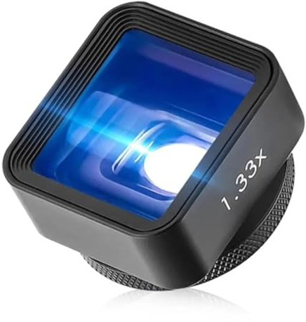 Pesfehhy Objectif Anamorphique Black 1.33X pour Téléphone Portable, Idéal pour la Réalisation de Films et la Capture Vidéo en Grand Écran sur Téléphone Mobile avec L'Application Filmic Pro.
