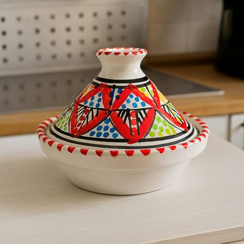 Mini Tajine Etnico Porta Spezie in Ceramica Terracotta Tunisina - Eleganza Artigianale per la Cucina Diam. 13 Cm 1507251402 Marocco Tunisia Etnico del Mondo
