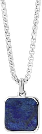 Akzent Halskette mit farbigen Anhänger für Damen aus Edelstahl | Ankerkette 61 cm | Erbskette | Karabinerverschluss | Geschenk für Männer, Frauen | 100% Wasserfest & hautfreundlich