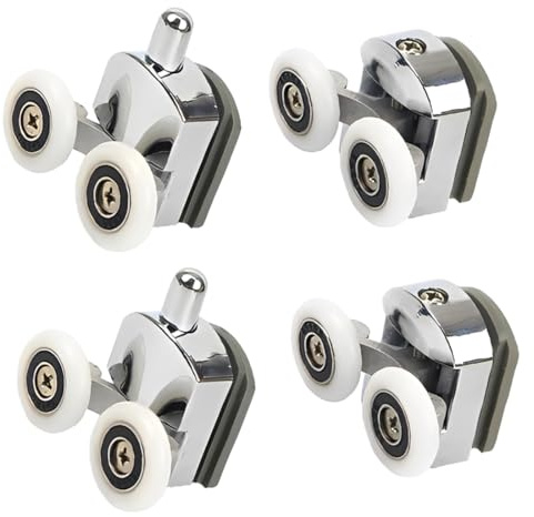 OUDQFCJ 4 Pièces Roulette Porte Coulissante Douche, Rouleau de Porte de Douche pour la Maison Roulettes de Rechange pour Porte de Douche Coulissante