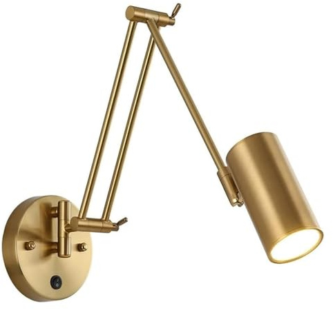 Lampada da Parete con Braccio Girevole, Lampada da Parete Regolabile con Interruttore E27, Applique da Parete per testiera, lampade Channer (d 40 cm)