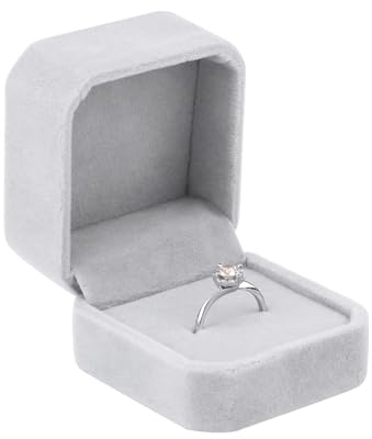 Heyumybit Boîte À Bagues en Velours,Ecrin Bague,Boite Bague Fiancaille,Boite Cadeau Bijoux,Boite Alliance Mariage pour Bagues,Fiançailles,Mariage,Anniversaire (Gris)
