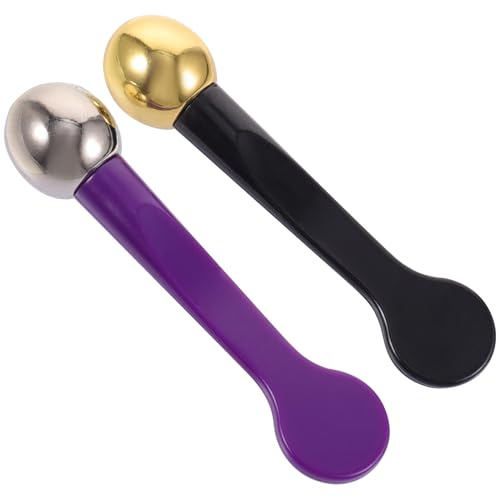 Hohopeti Cuillère à Crème Yeux Professionnelle 2 Pièces Taille Compacte Masseur Oculaire Multifonction Pour Massage Visage Et Contour Des Yeux Usage Quotidien Violet Et Noir