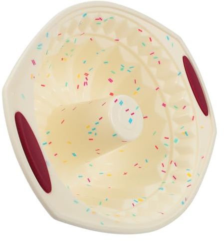 GARVALON Stampo Savarin in Silicone per Torta da 12 Pollici Fondo Rimovibile Resistente al Calore Set per Cottura Dolci per Cucina Quotidiana e Feste