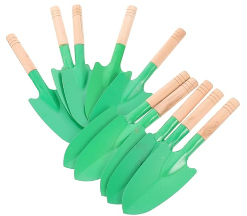 jojofuny Set da 10 Vanghe da Giardinaggio in Metallo Manico in Legno Pale da Piantagione Multifunzionali per Giardino Cortile e Orto Attrezzi da Giardinaggio Resistenti e Pratici per