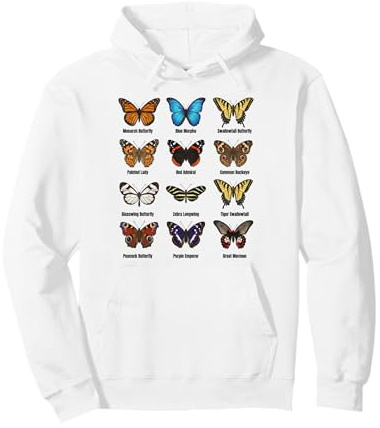 Types de Papillons, Tableau des espèces de Papillons Sweat à Capuche