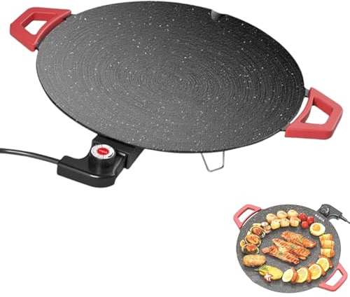 Indoor Smokeless Electric Grill, Multi-functional Non-Stick Electric Griddle, for Steaks, Pancakes, Everyday Indoor Cooking (15.7 inch)