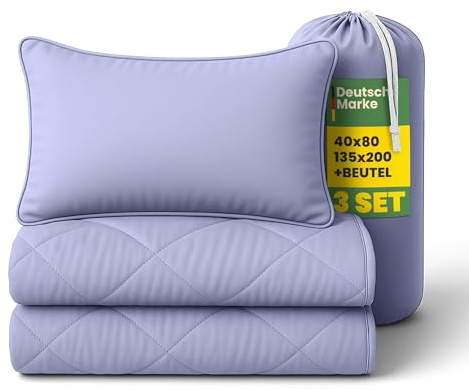 Bestlivings Reise Bettenset 2tlg - Lavendel - (135x200cm / 40x80cm) | Waschbar bis 60°C