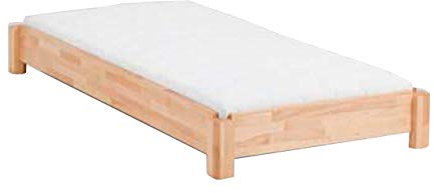 DICO Einzelbett Stapelbett Massivholz mit Rollrost Größe 90x200 cm 03 Buche weiß lackiert