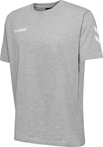 hummel Mens hmlGo Cotton T-shirt, Grey, Large