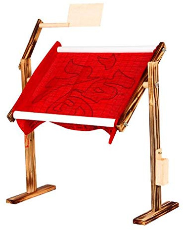 Supporto per telaio per punto croce, regolabile, in legno massiccio, supporto da tavolo per ricamo da pavimento, telaio in legno per ricamo a punto croce