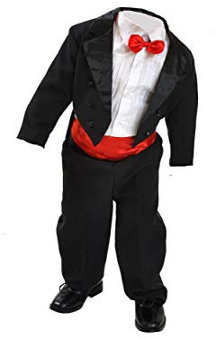 familientrends Jungenanzug Kinderanzug festlich schwarz 5 teiliges Set (Schwarz mit Rot, 134)