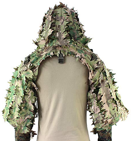 ROCOTACTICAL Sniper Ghillie Viper Hood with 3D Laser-Cut Leaves, Tactical Ghillie Suit Foundation for Wargame, Hunting, Airsoft, Sniper Coat