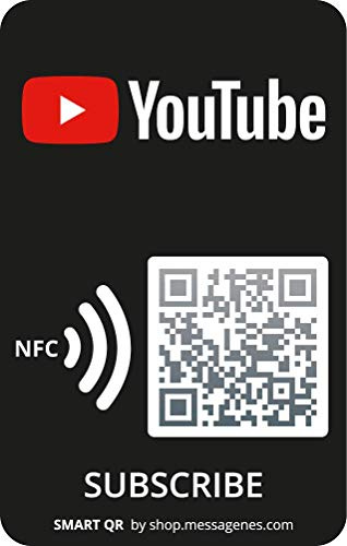 MESSAGENES | YouTube Aufkleber | 1 Einheit Kartengröße | Mehrzweck-Aufkleber und Smart QR - NFC | Erhöht Anhänger und fördert Ihren Kanal | Der Smart QR erlaubt beliebige Wiederverwendung