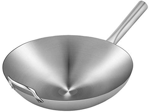 WRMIGN Wok in acciaio inox 34 43 cm antiaderente adatto a tutti i piani cottura compresi i manici a induzione Stay Cool 43 cm