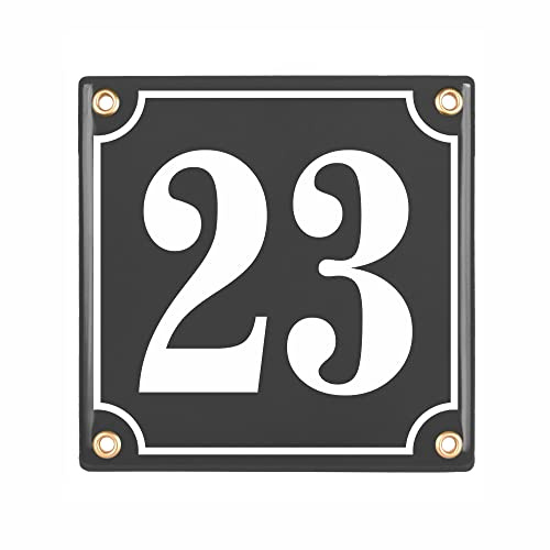 Hausnummerschild Hausnummer - 15x15 cm - Keramik Emaille - Wetterfest - Personalisiert - Emailschild (Anthrazit)
