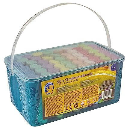 PUSTEFIX MALEFIX Straßenmalkreide 50er Packung I Malkreide für Kinder und Erwachsene I Vielfalt an Farben I Leuchtend und Kräftig I Wasserlösliche und hochwertige Kreide I für Straße u. Hof