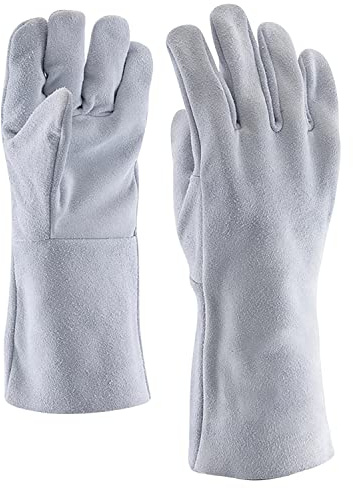EXCELLING UK Extreme Heat Resistant Gloves, Fire Proof Welding Gloves Large, Heavy Duty Cowhide Leather Work Gloves Men's, Heat Resistant BBQ Gloves