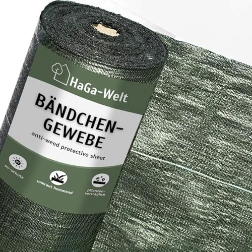 HaGa Bändchengewebe in grün | 0,8m x 10m - 100g/m² | chemiefreier Unkrautvernichter | UV-beständig und robust für Wege & Terrasse - weniger Unkraut entfernen