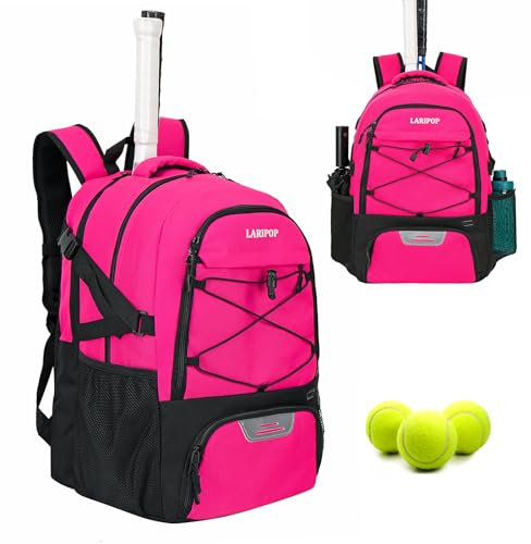 LARIPOP Tennis-Tasche, Pickleball-Tasche und Schläger-Rucksack mit separatem Schuhfach und multifunktionaler Sporttasche als Basketballtasche, Fußballtasche, Tennisrucksack, geeignet für Damen und