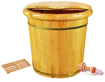 SilteD Eimer für Fußbad, Sauna-Zubehör, Sauna-Eimer, Wassereimer, handgefertigte Fußbadewannen aus Holz, Fußentspannungsfass (Farbe: D) Present
