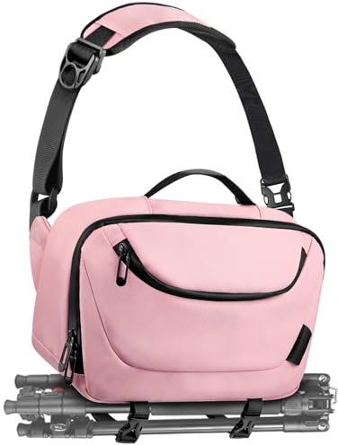 TAAOKA Kameratasche, wasserdichte Kameratasche mit Stativhalterung, DSLR/SLR/spiegellose Kamerataschen, Crossbody für Fotografen (Rosa)