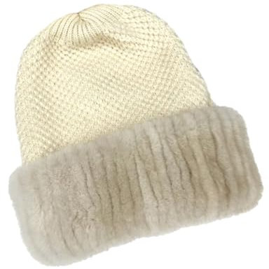 Pelzmützen Für Damen, Modisch, Gestrickt, Fellmütze, Fellbommel, Dicke Warme Strickmütze, Weiche Mütze