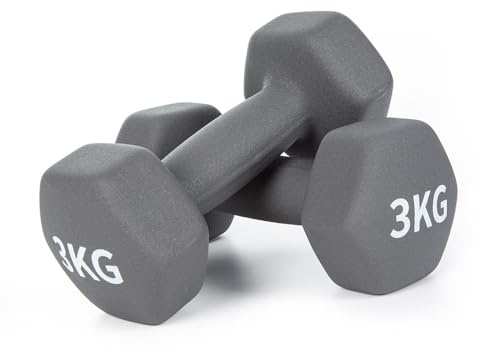 molti Hanteln 2er Set Neopren Kurzhanteln Gewichte mit Rutschfeste Oberfläche aus Neopren Gewichtsvarianten 2 x 0,5kg bis 2 x 3kg für Gymnastik Aerobic Fitness Pilates Krafttraining (Grau 2 x 3kg)