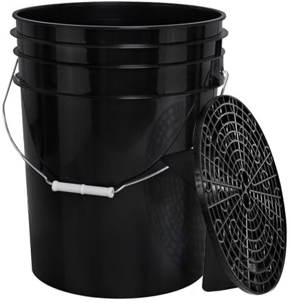 BenBow - Seau de Lavage Auto avec Tamis Anti-saleté - 20 litres, Transparent - Robuste, Durable et idéal pour Le Lavage Manuel de Voitures Professionnel - à l'atelier - Lavage de Voiture à la Main