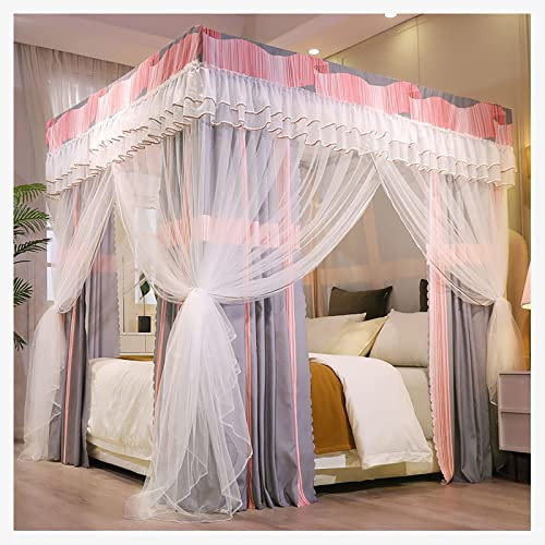 FZZIBQYR Bettvorhang, Himmelbett, Schlafzimmer, Beschattung, Moskitonetz, erhältlich in Allen Jahreszeiten, Prinzessinnen-Vorhänge, Baldachin für Mädchen, Einzel-/Kingsize-Bett (Größe: 1,8 x 2,2 m/5,