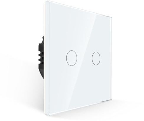 PULSAR Touch Lichtschalter Unterputz 1-Fach Glas Weiß, Sensor Schalter | Touch Schalter 230v Unterputz 1 Fach Glas Weiß, Sensor Serienschalter 86 x 86mm Lichtschalter ohne Neutralleiter