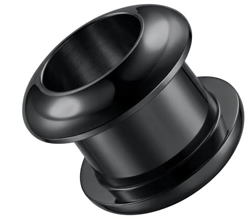 AZARIO LONDON Túnel de carne anodizado negro, calibre de oreja, tapón y túnel de acero quirúrgico, 3mm - 1 Pair, Acero quirúrgico 316L, No es una piedra preciosa