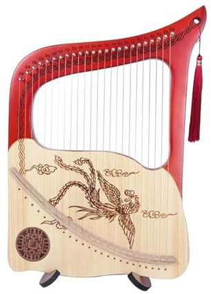 Erwachsene harfe 24 Saiten Leicht Zu Erlernendes Kleines Harfeninstrument Mini-Leier Musik Professionelles Nischen-Musikinstrumentenzubehör(Orange)