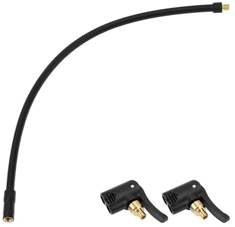 INFINAUTO Tubo De Extensión Para Inflador De Neumáticos 1pc Para Válvula | Negro, Dorado, Goma, Metal, 40cm/15.75, 7.8mm ID, M8x0.8, 0.305inx32TPI, Rosca Interna, 2 Boquillas De Aire