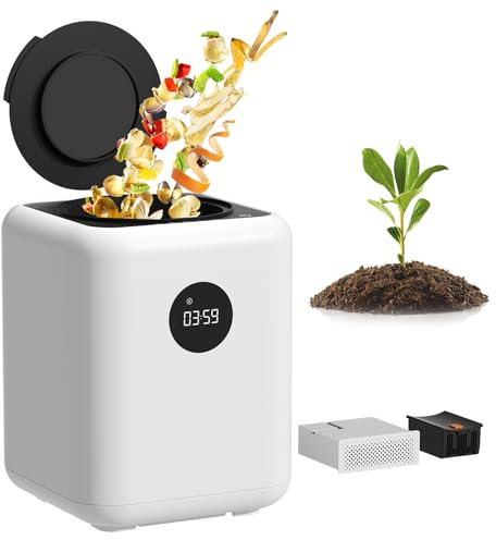 Compostador eléctrico inteligente de 3 litros, compostador inteligente de cocina para interiores, máquina de compostaje de residuos de alimentos de gran capacidad, convierte los residuos en compostaje