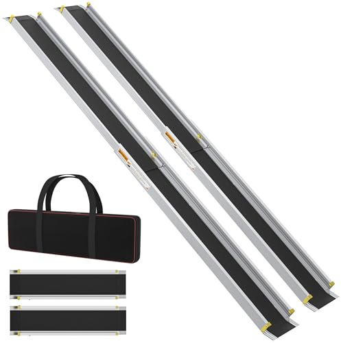 SUBTLETY 7 Ft Rampen für Rollstühle & Scooter 122-213cm Ausziehbar Schwellenrampe Anti-Rutsch Aluminium Rollstuhlrampe Ladekapazität bis 300KG für Heimtreppen Treppen Türen Stufen