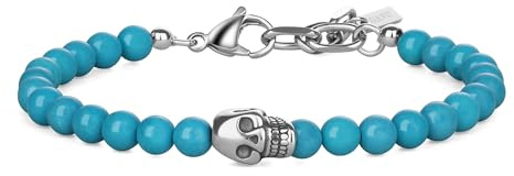 GAVU Bracelet Perle Homme, Bracelet à Charms, Bracelet Tête de Mort Homme