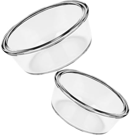 Cabilock Cuencos De Vidrio Para Hornear 650ml y 1000ml Redondos, Vidrio Resistente Al Calor, Antiadherente, Para Uso Doméstico, Aptos Para Horno y Freidora De Aire, Juego De 2 Piezas